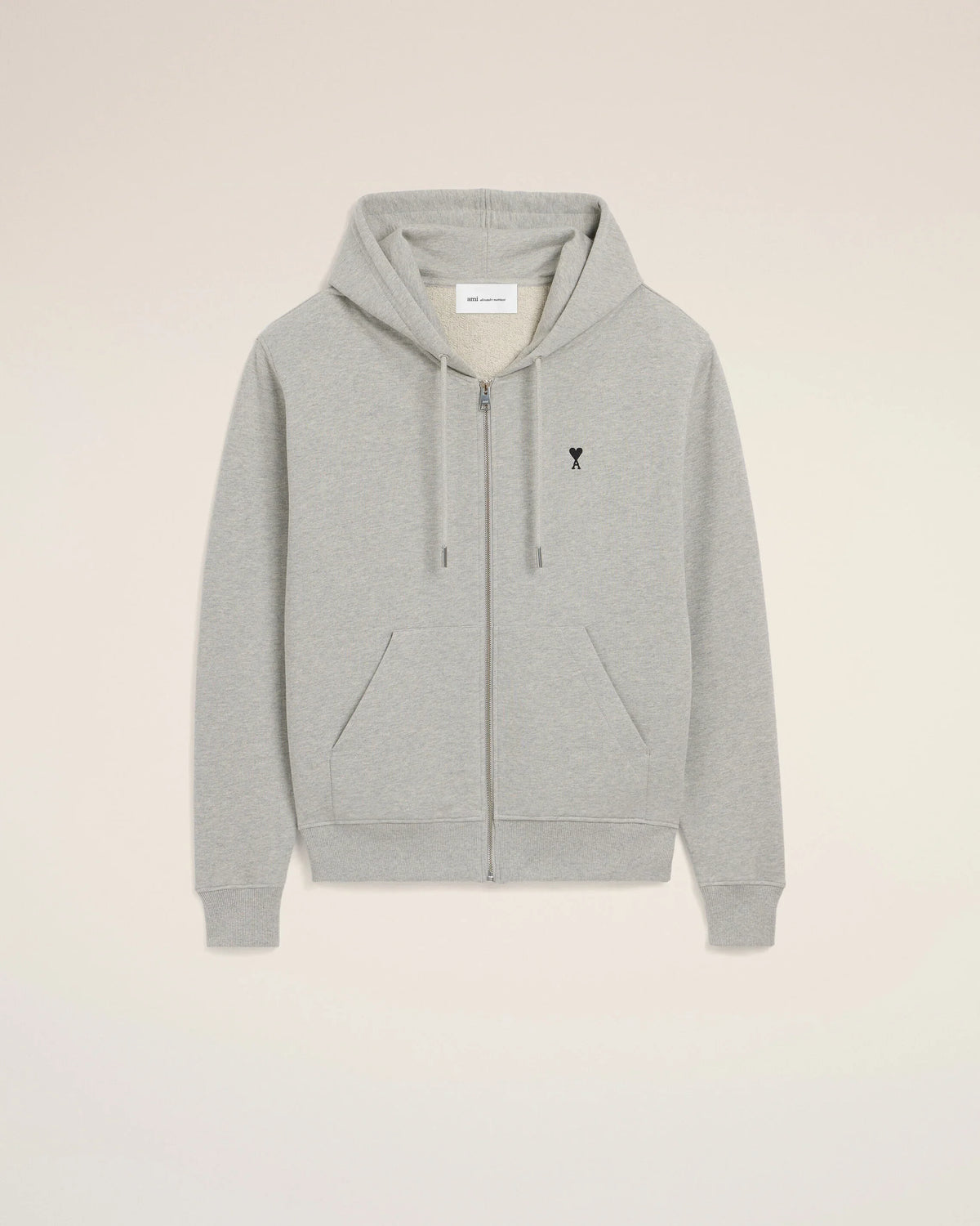 Grey Cotton Zipped AMI de Coeur Hoodie