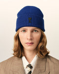 Blue Wool Beanie with AMI de Coeur