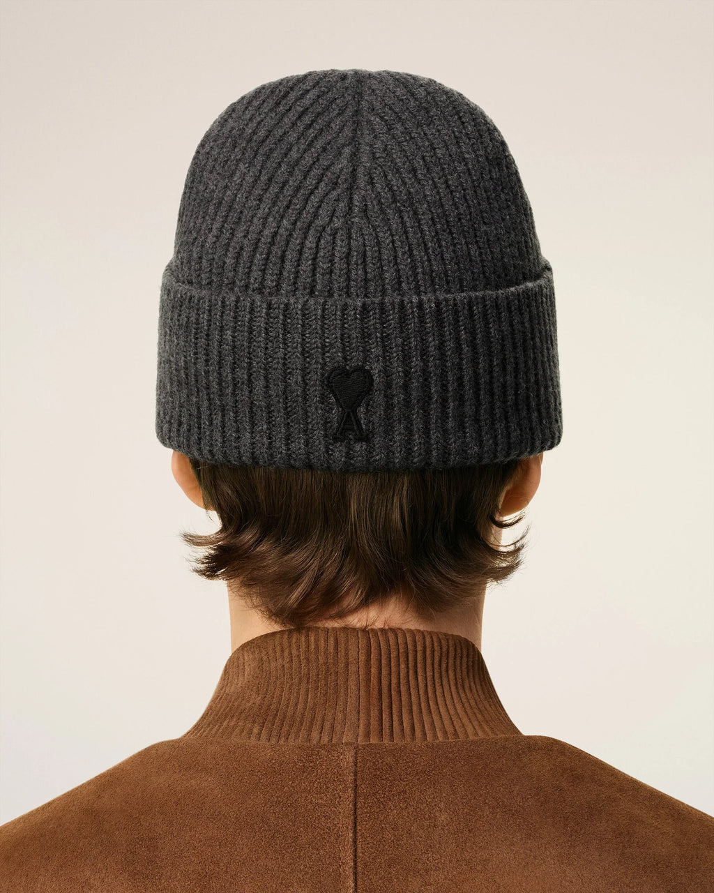 Grey Wool Red AMI de Coeur Beanie