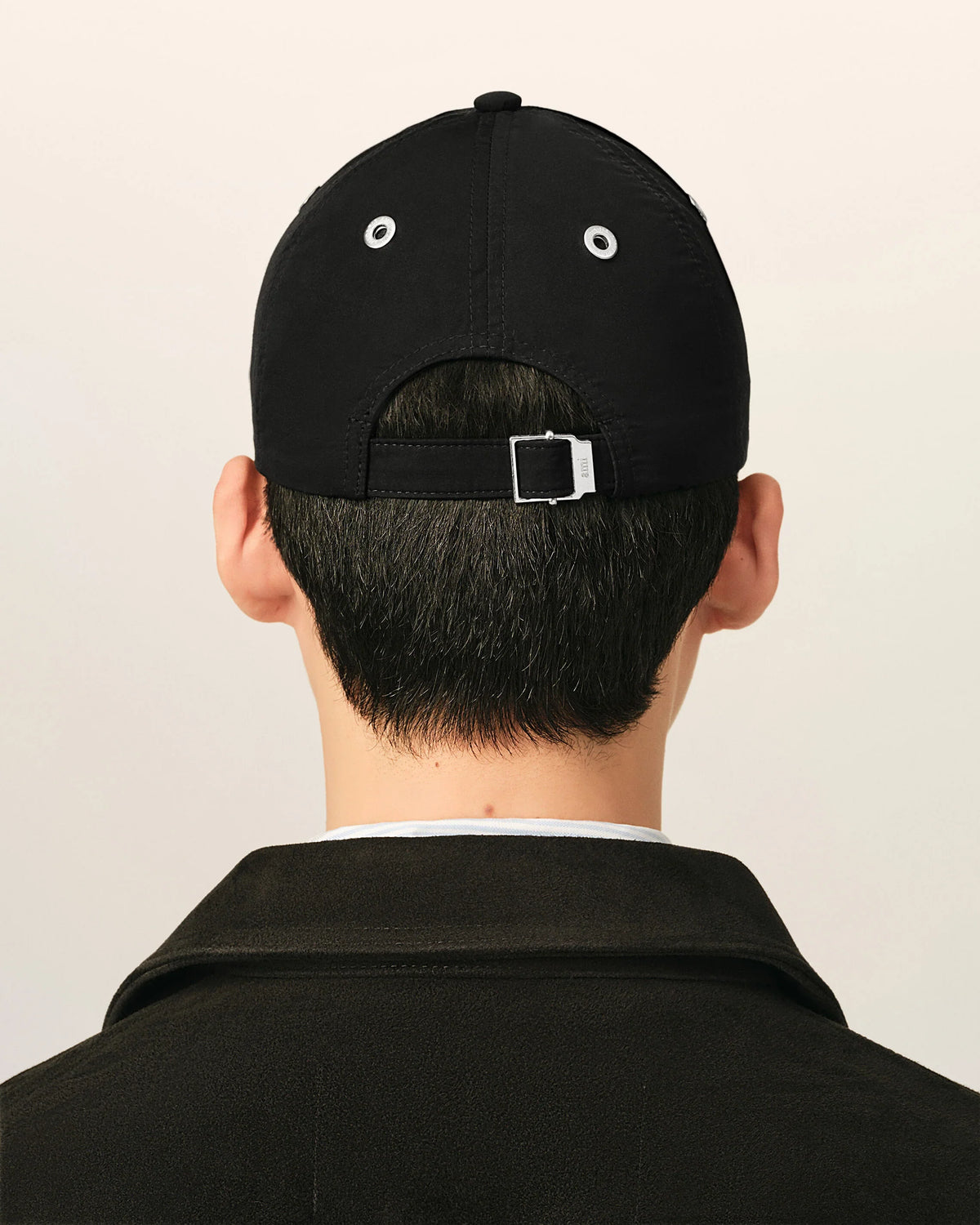 Black Nylon and Cotton Cap with AMI de Coeur Stud