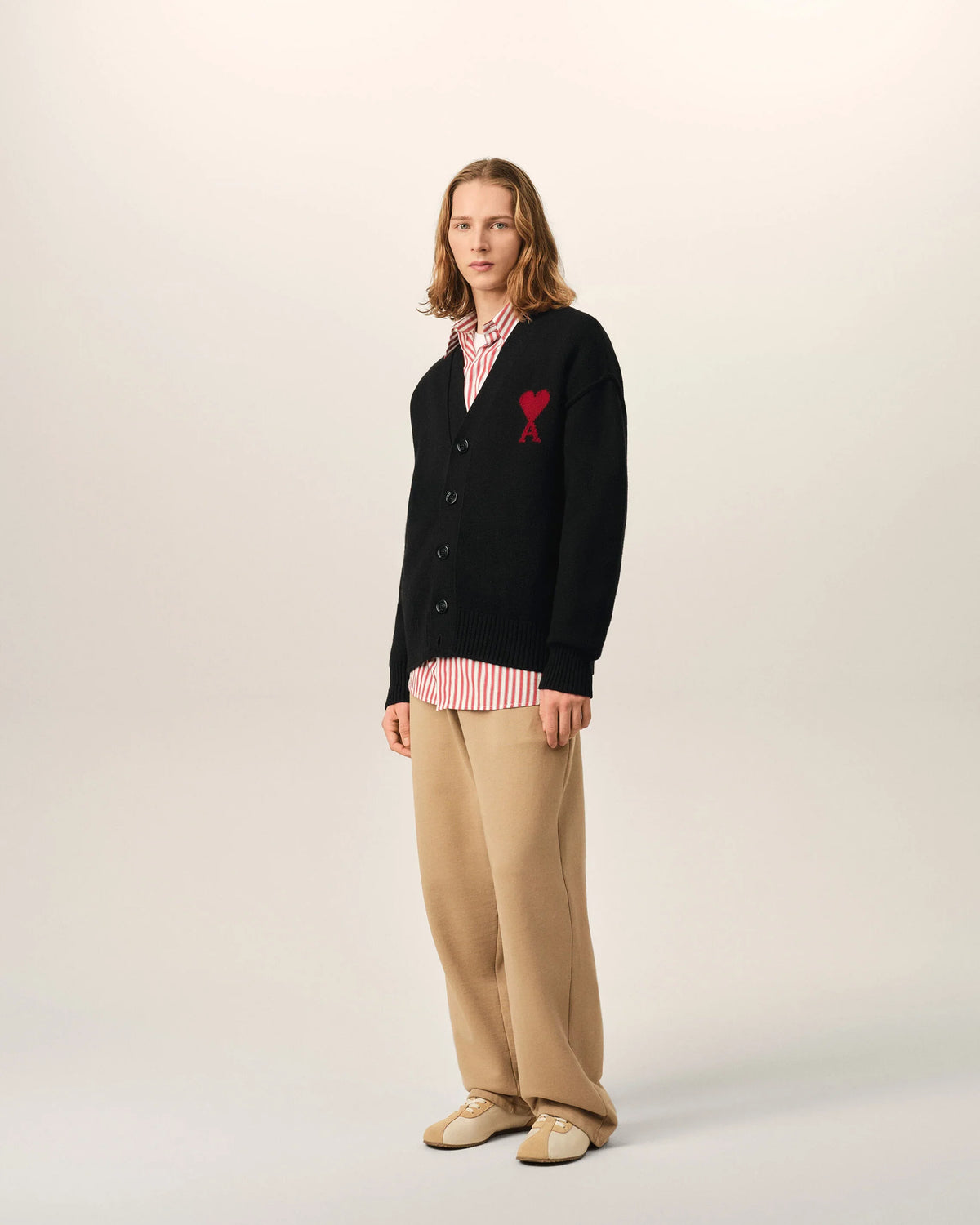 Black Wool AMI de Coeur Cardigan