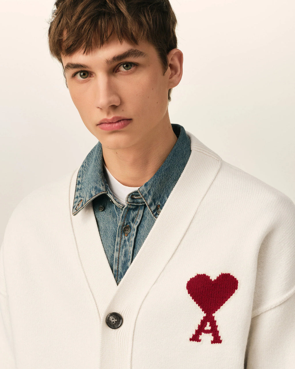 White Wool AMI de Coeur Cardigan