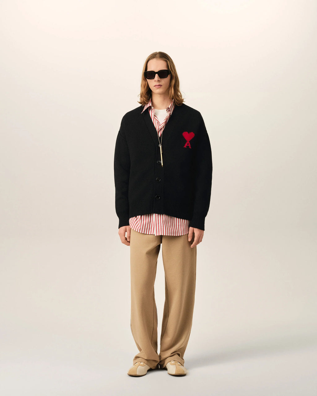 Black Wool AMI de Coeur Cardigan