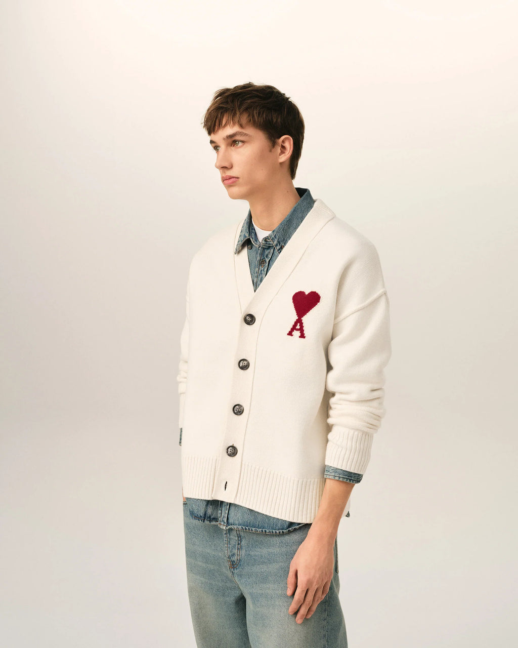 White Wool AMI de Coeur Cardigan