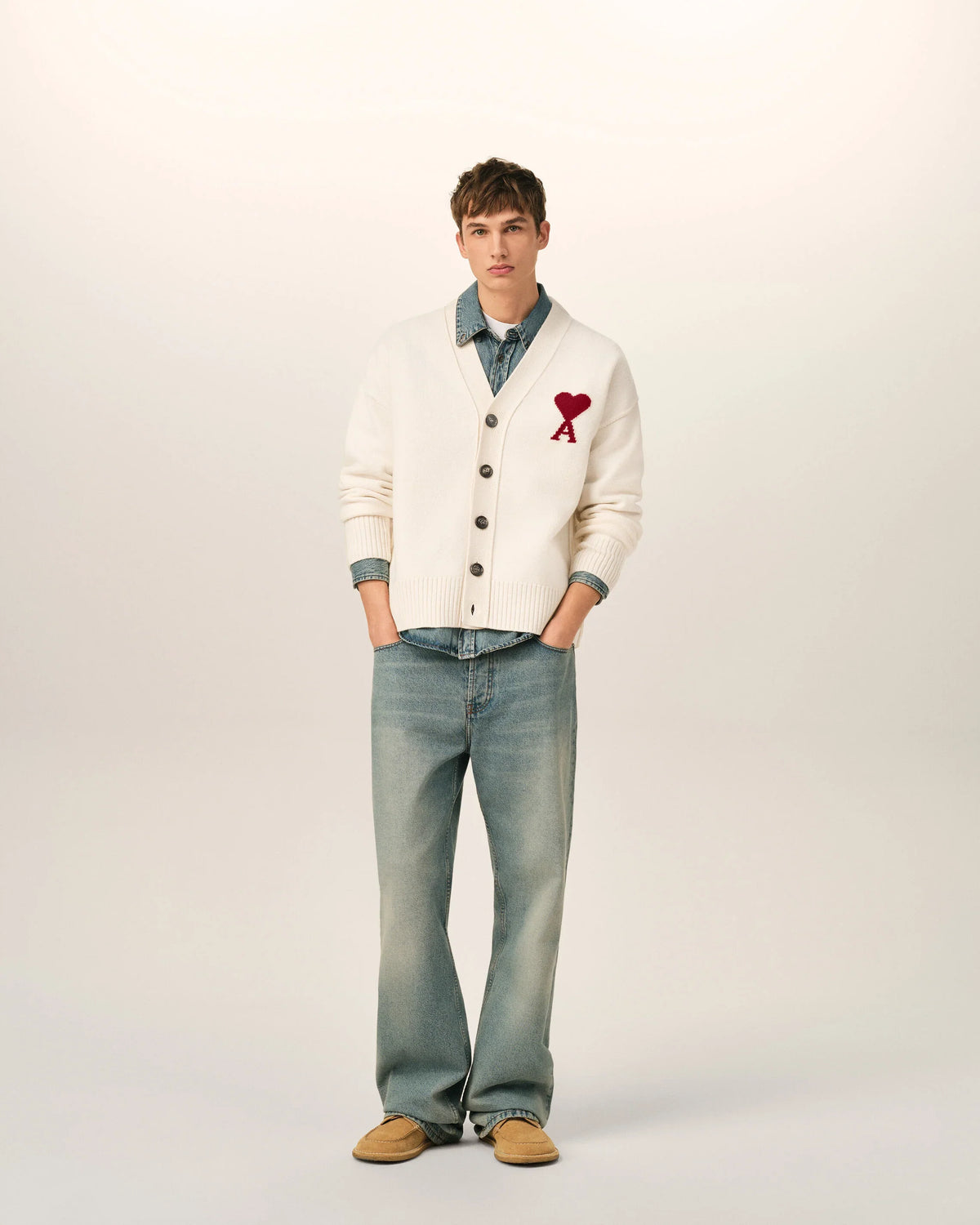 White Wool AMI de Coeur Cardigan