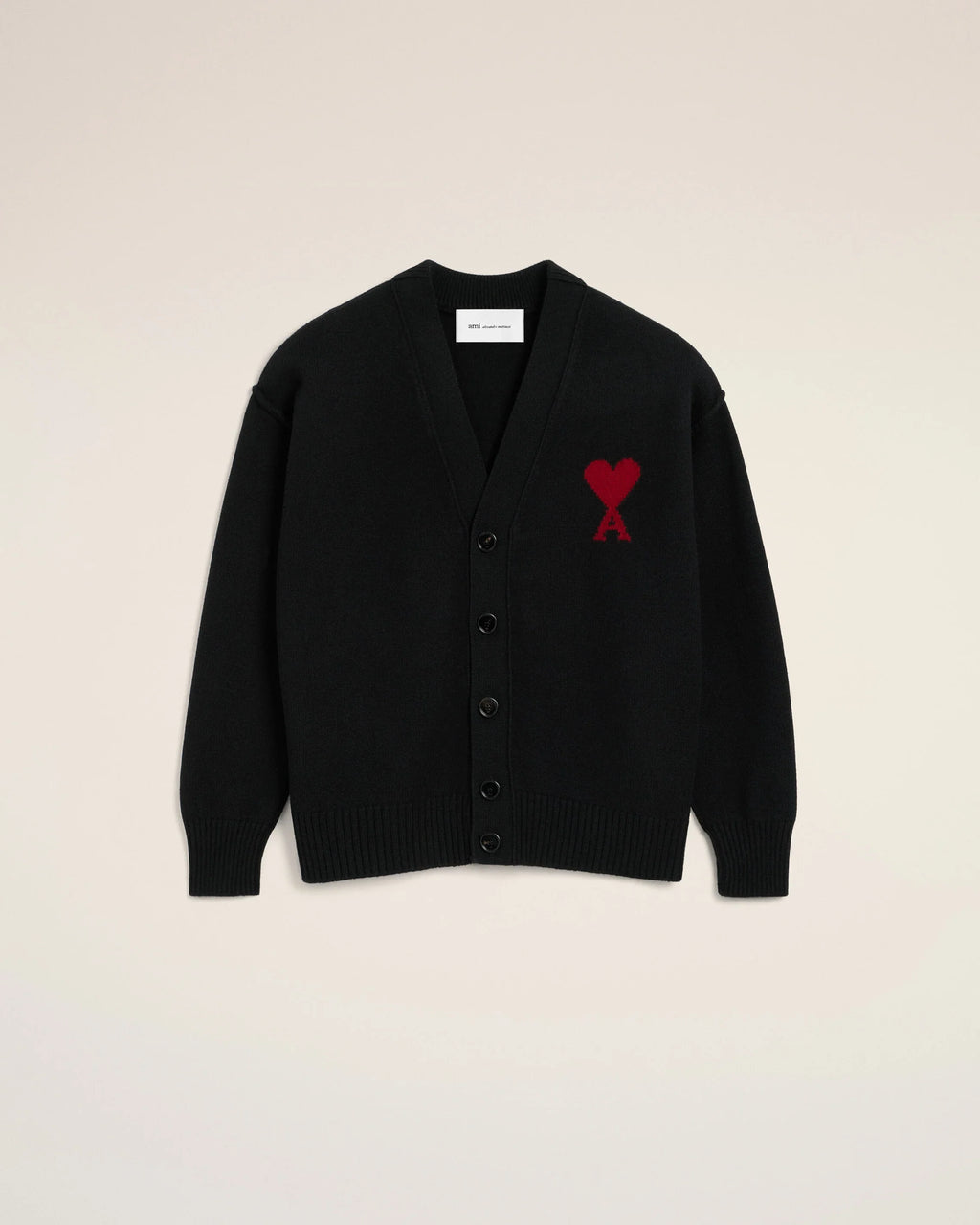 Black Wool AMI de Coeur Cardigan