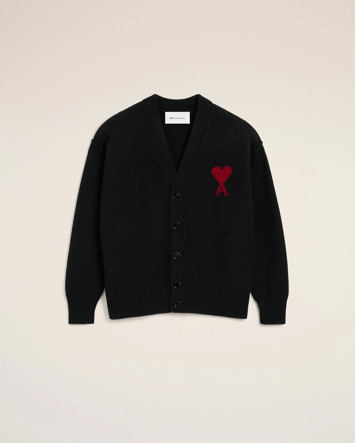 Black Wool AMI de Coeur Cardigan