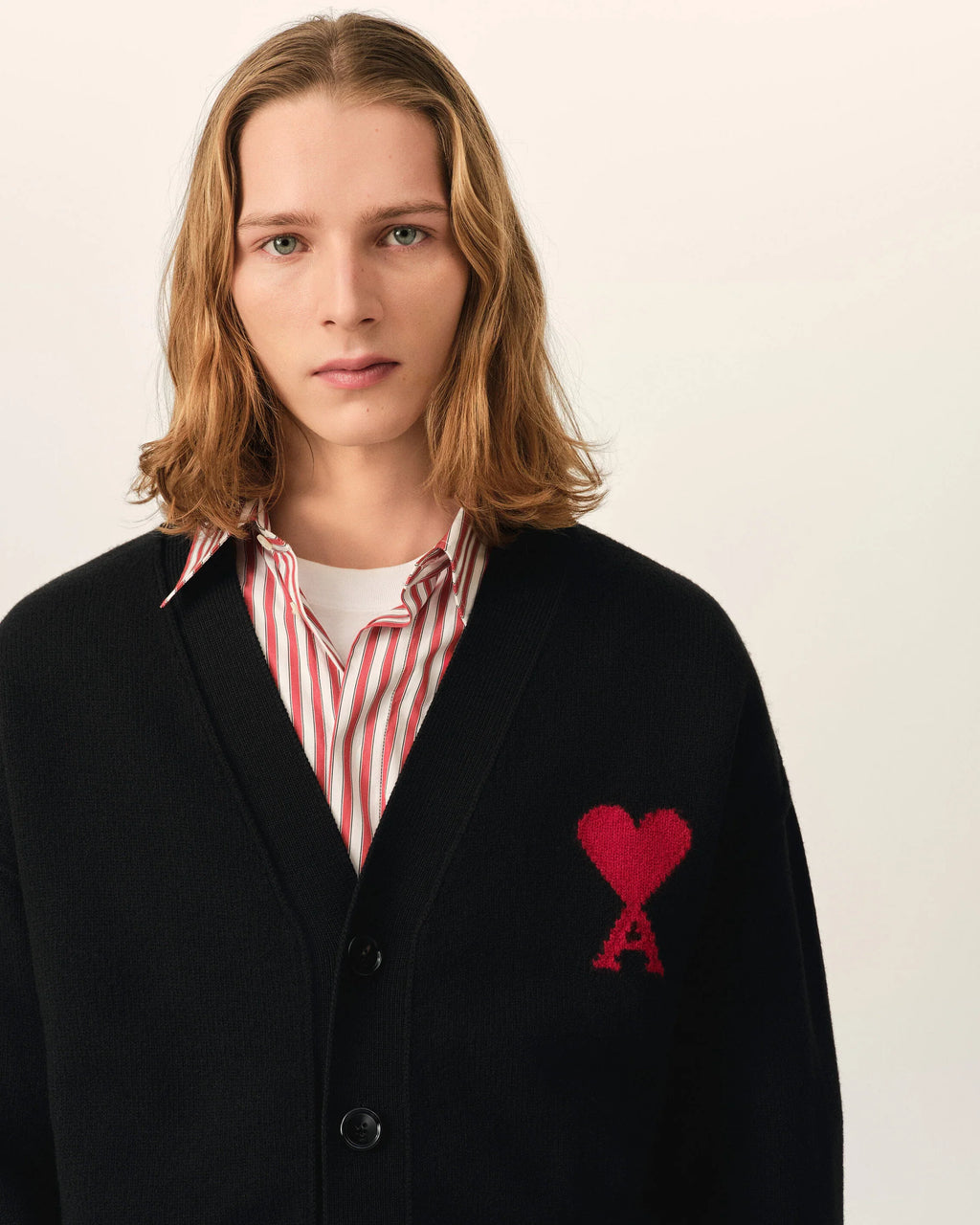 Black Wool AMI de Coeur Cardigan
