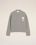Grey crewneck alpaca sweater with Ami de Coeur