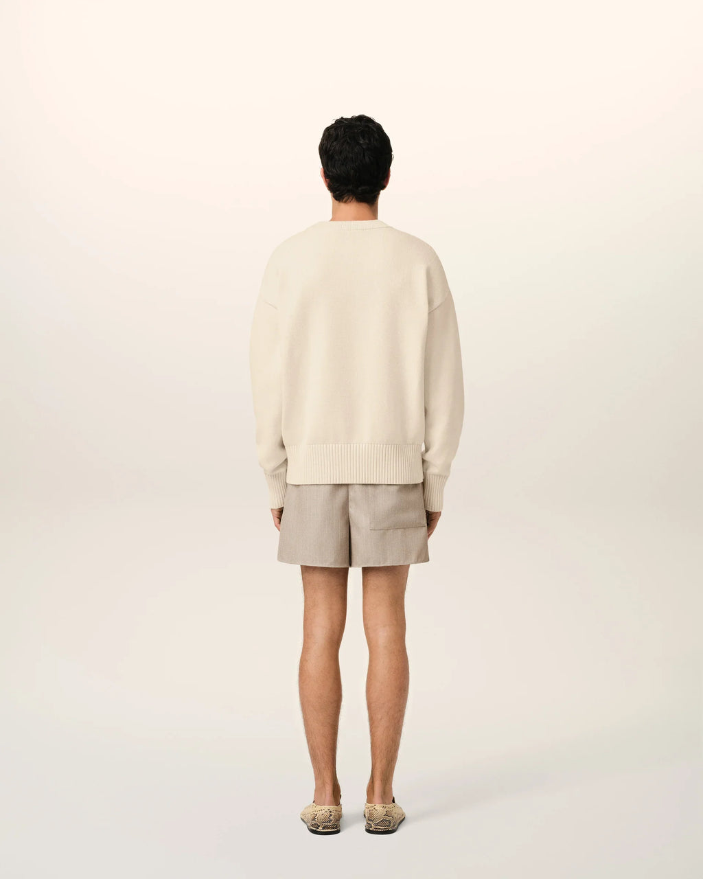 AMI Embroidered Crewneck Sweater Blanc Cream