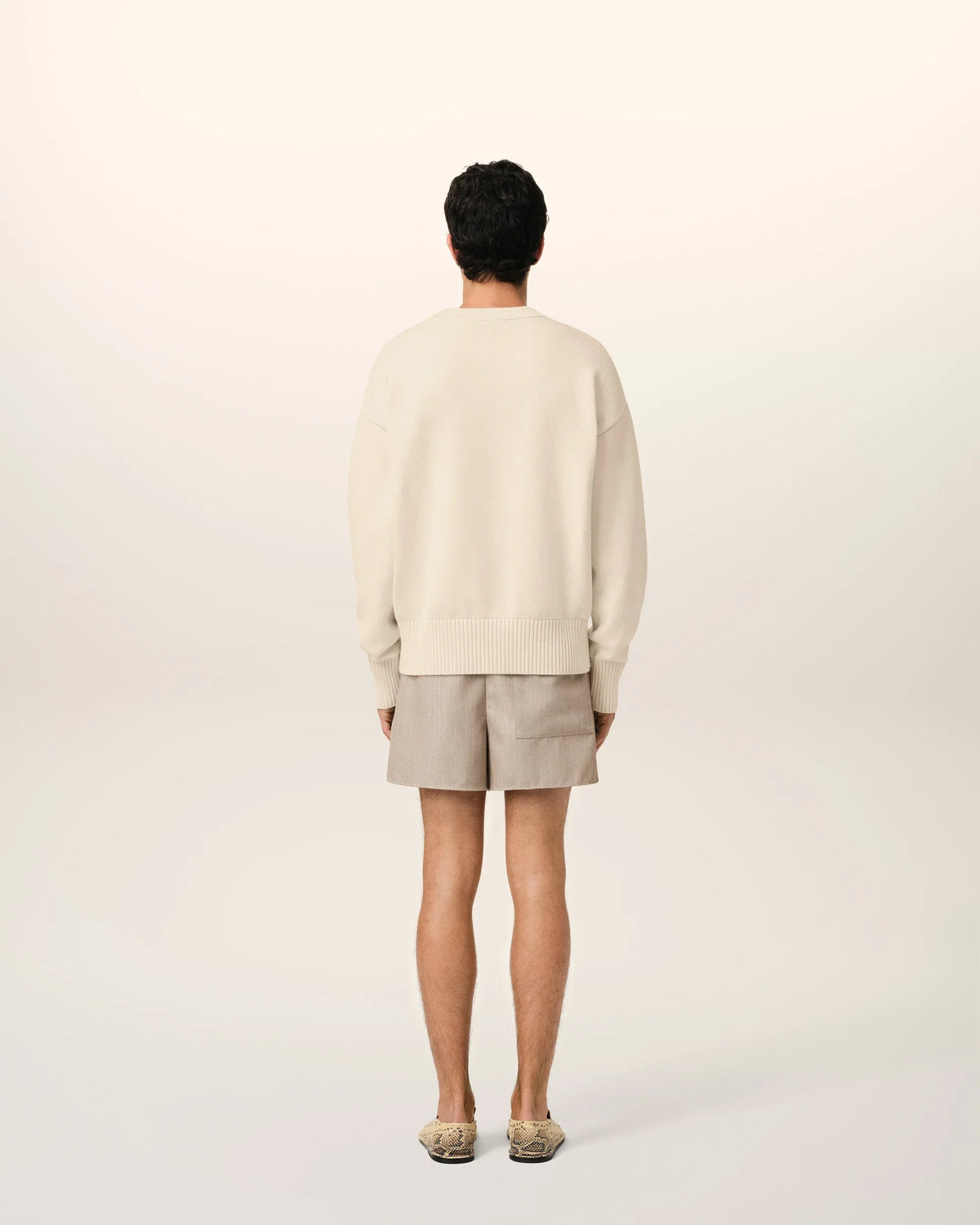AMI Embroidered Crewneck Sweater Blanc Cream