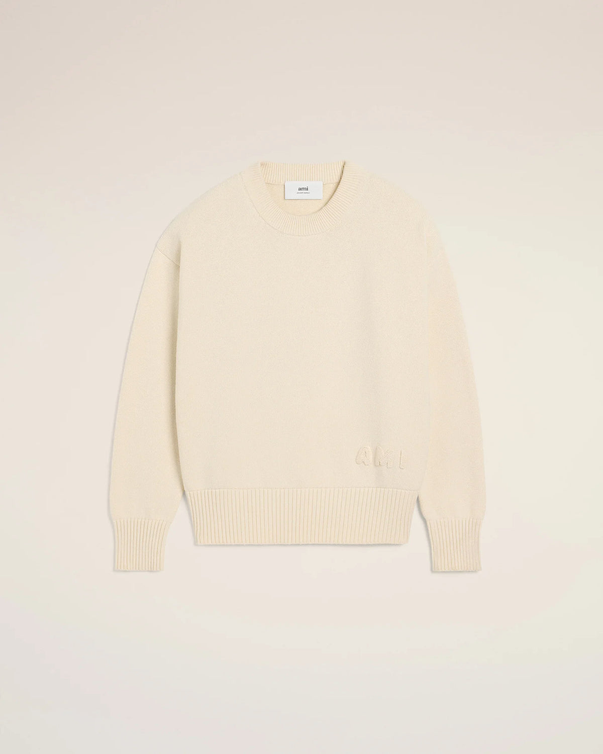 AMI Embroidered Crewneck Sweater Blanc Cream
