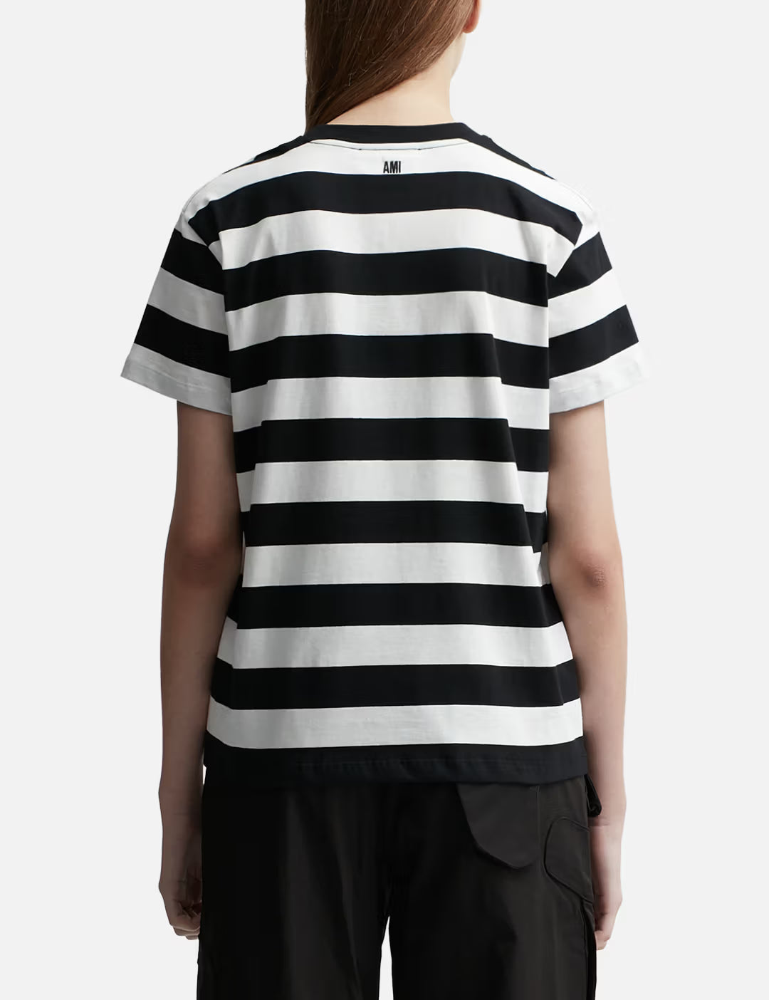 Women/brands/ami/striped AMI de Coeur T Shirt Black White