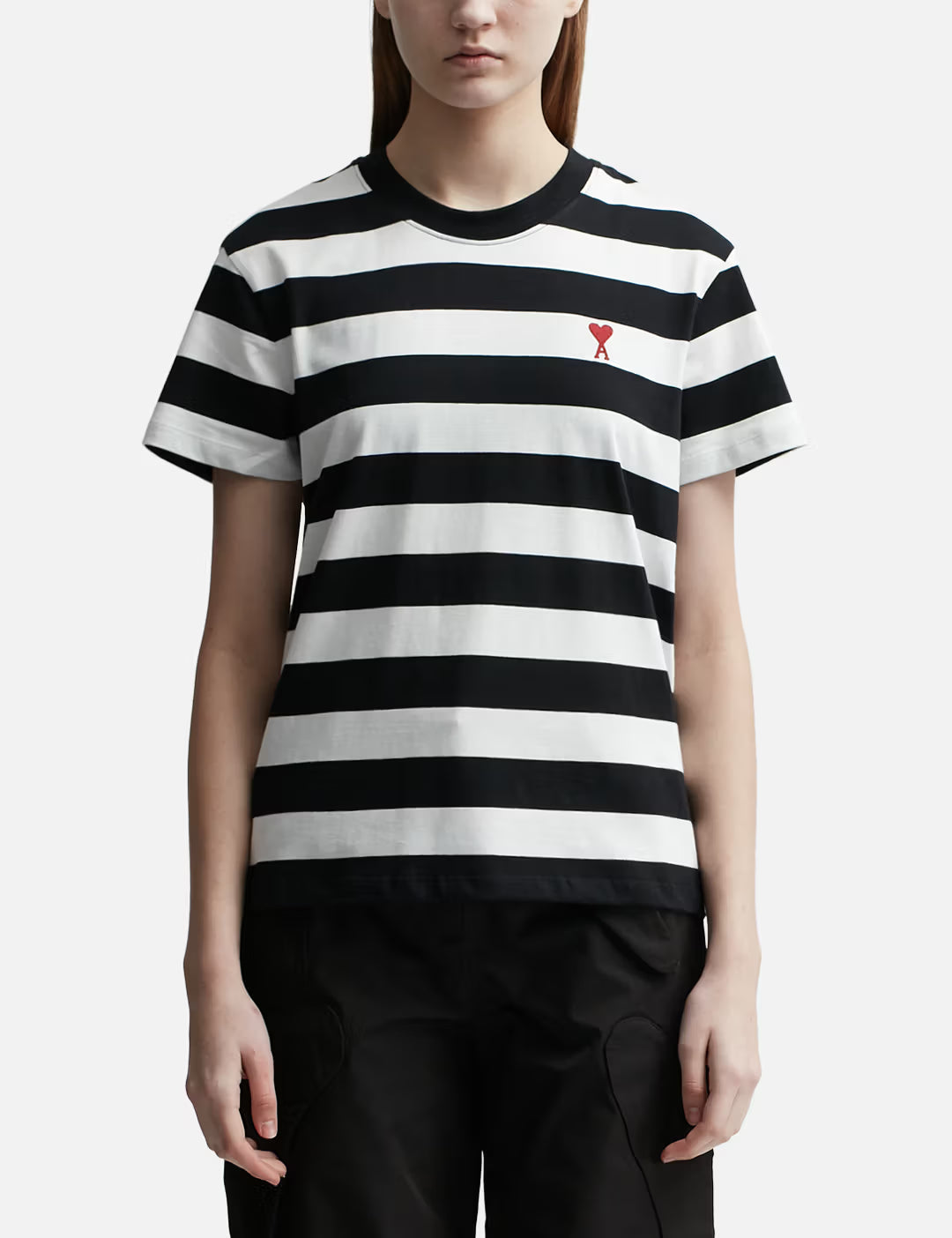AMI PARIS Ami De Coeur Striped Organic Cotton Regular Fit T-Shirt