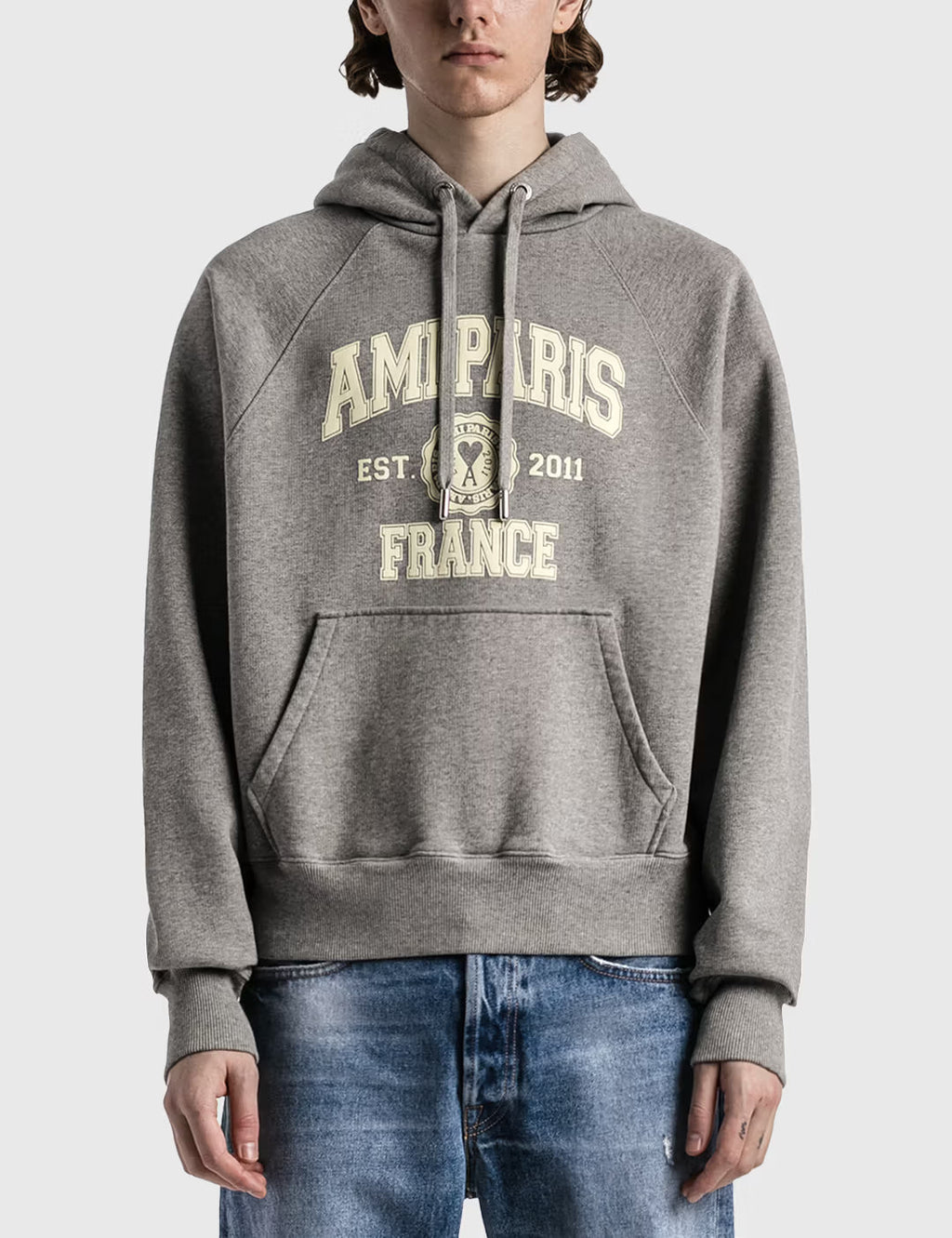 AMI PARIS Organic Cotton Regular Fit Hoodie With Logo