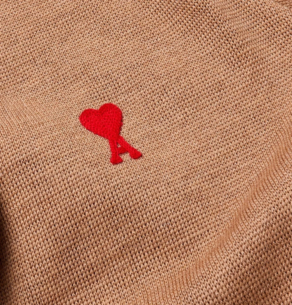 AMI PARIS - Logo-Appliquéd Merino Wool Cardigan - Neutrals