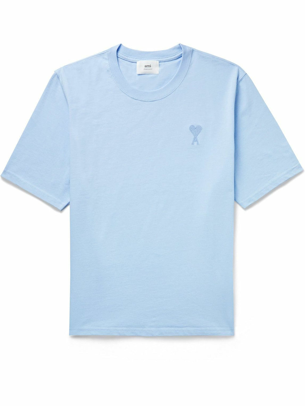 AMI PARIS - Logo-Embroidered Cotton-Jersey T-Shirt - Blue