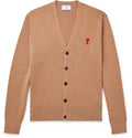 AMI PARIS - Logo-Appliquéd Merino Wool Cardigan - Neutrals