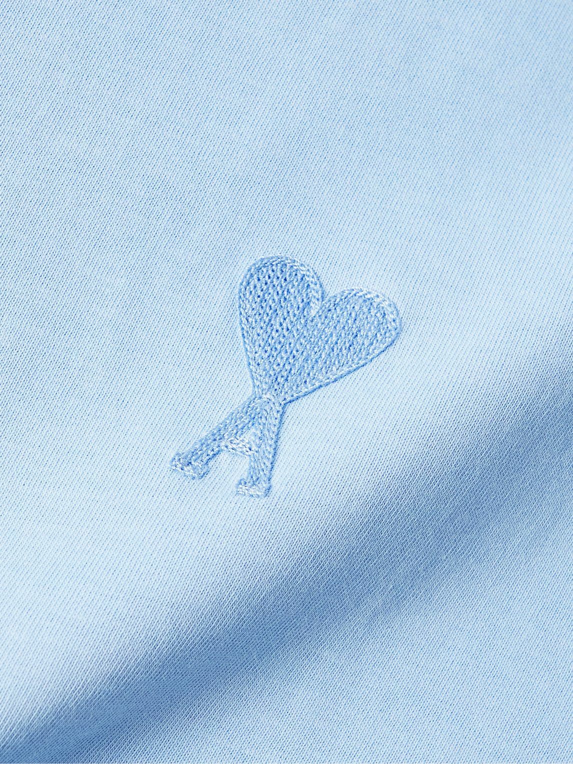 AMI PARIS - Logo-Embroidered Cotton-Jersey T-Shirt - Blue
