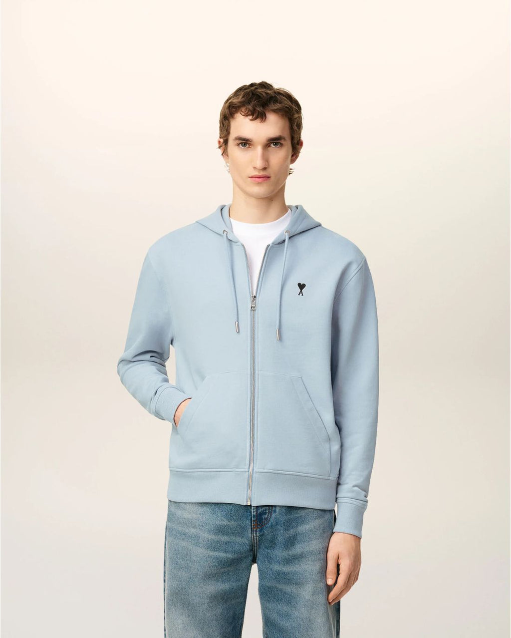 SKY BLUE FLEECE AMI DE COEUR ZIPPED HOODIE