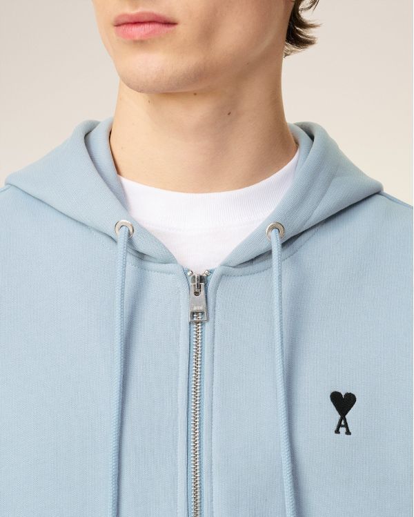 SKY BLUE FLEECE AMI DE COEUR ZIPPED HOODIE